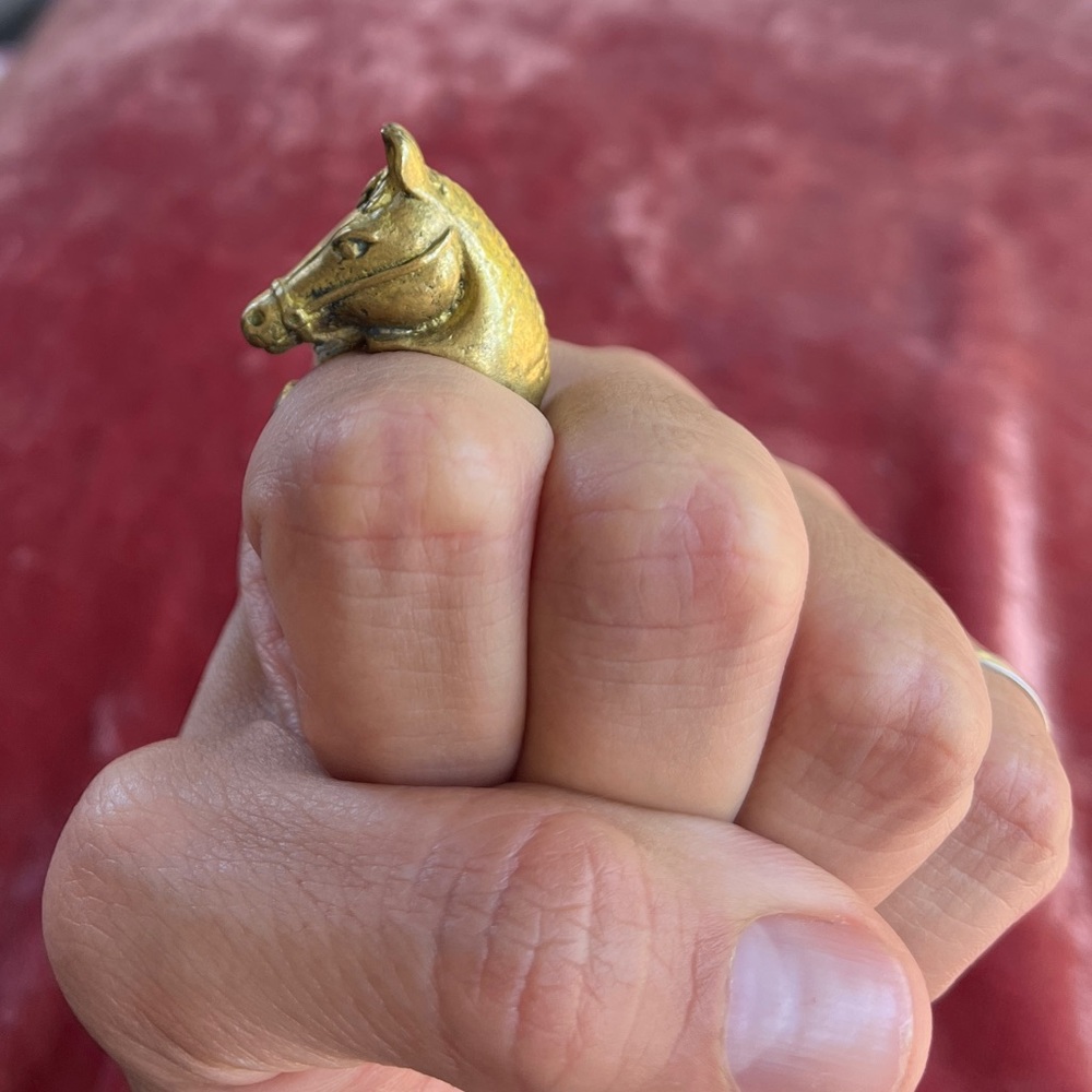 Unique Brass Horse Ring Adjustable - image 4